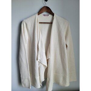 Calypso St. Barth Womens Small Sweater Cascade Open Cardigan Cream Cotton